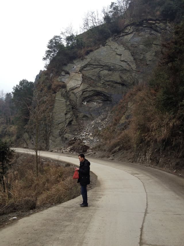 A winding road along a mountain side