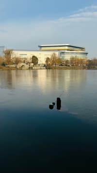 Large building beside a body of water