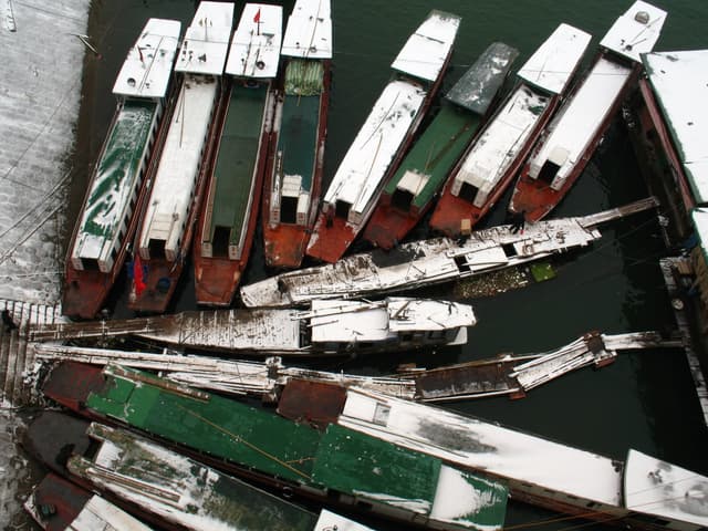 A collection of boats docked in a body of water