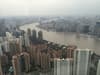 The Oriental Pearl Tower in Shanghai with fog rolling in
